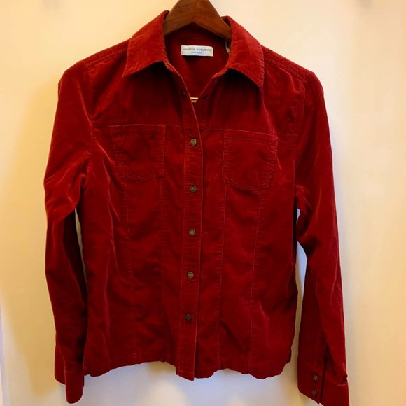 Red Corduroy Shirt Jacket - Picture 1 of 6